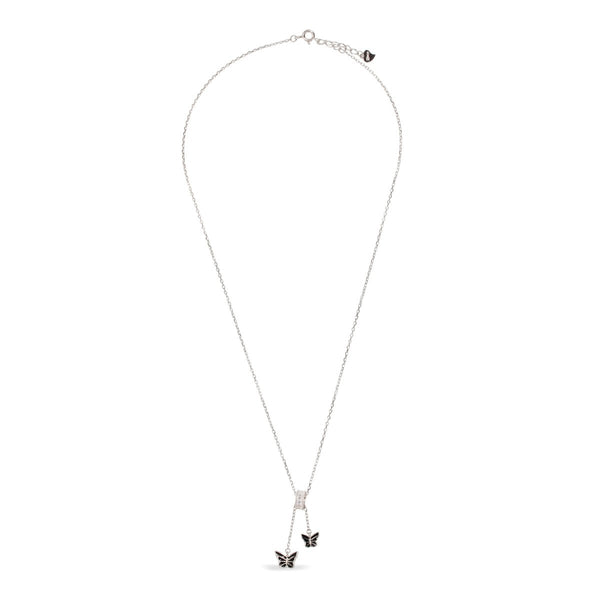 Blisse Allure Sterling Silver Butterfly Lariat Necklace.