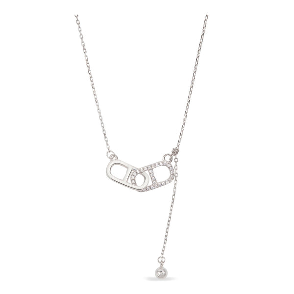 Blisse Allure Sterling Silver Interlinked Pop Tab Lariat Necklace.