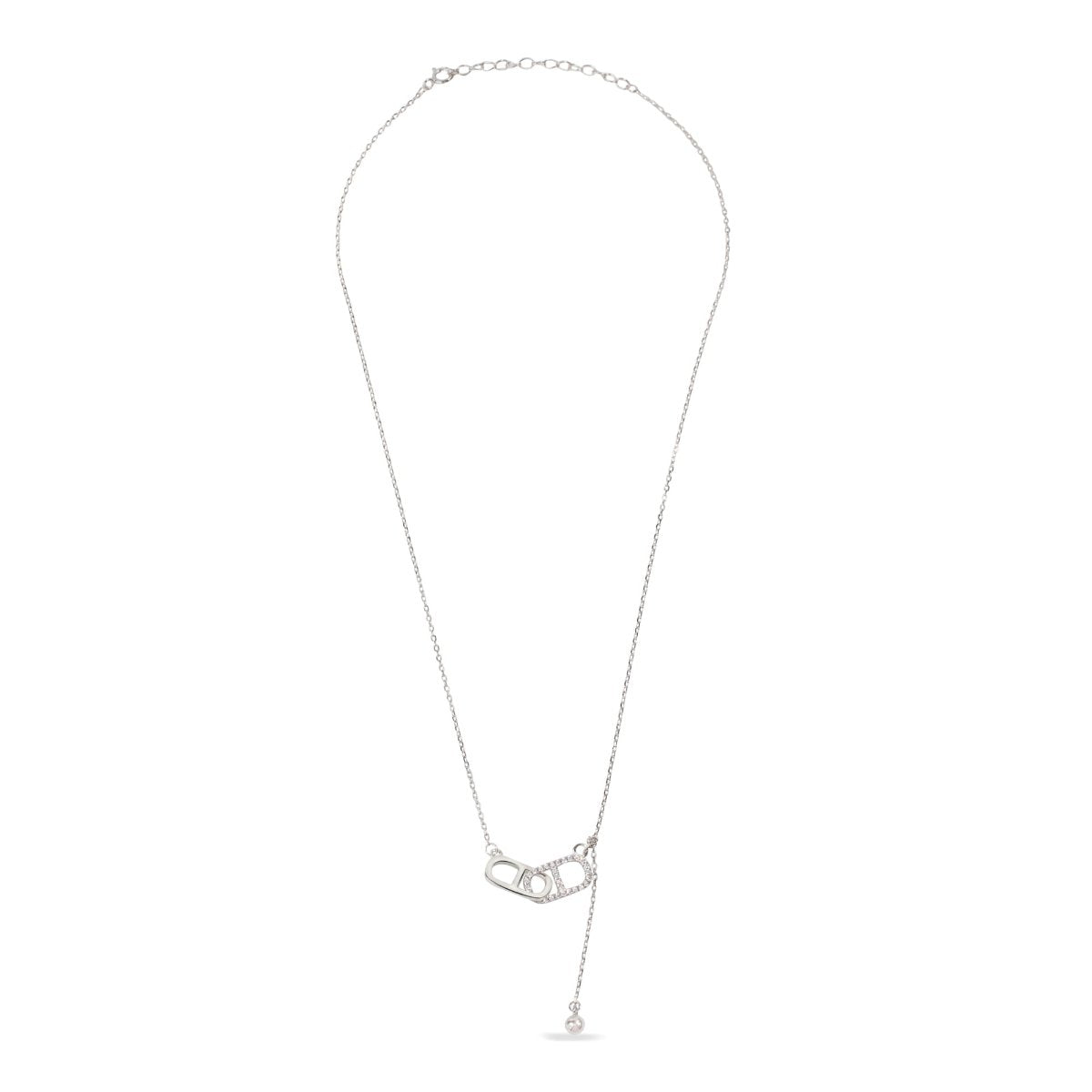 Blisse Allure Sterling Silver Interlinked Pop Tab Lariat Necklace.