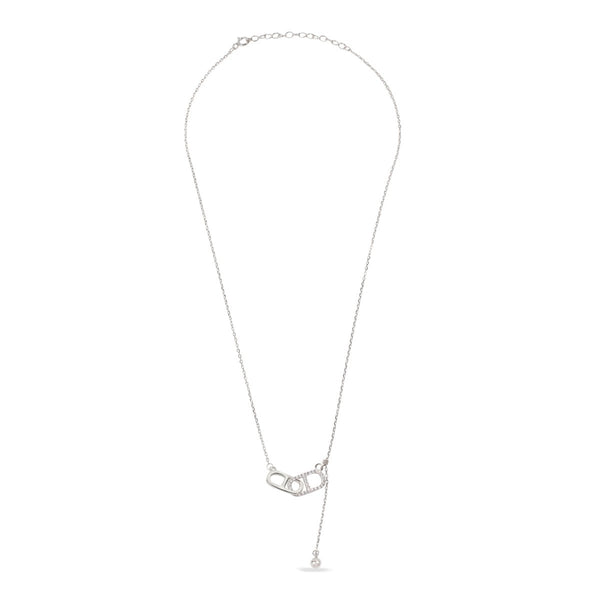 Blisse Allure Sterling Silver Interlinked Pop Tab Lariat Necklace.
