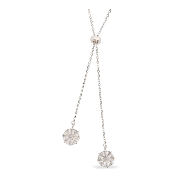 Blisse Allure Sterling Silver Dual Circular Drop Necklace.
