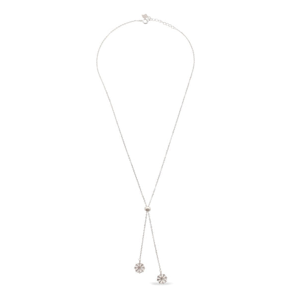 Blisse Allure Sterling Silver Dual Circular Drop Necklace.