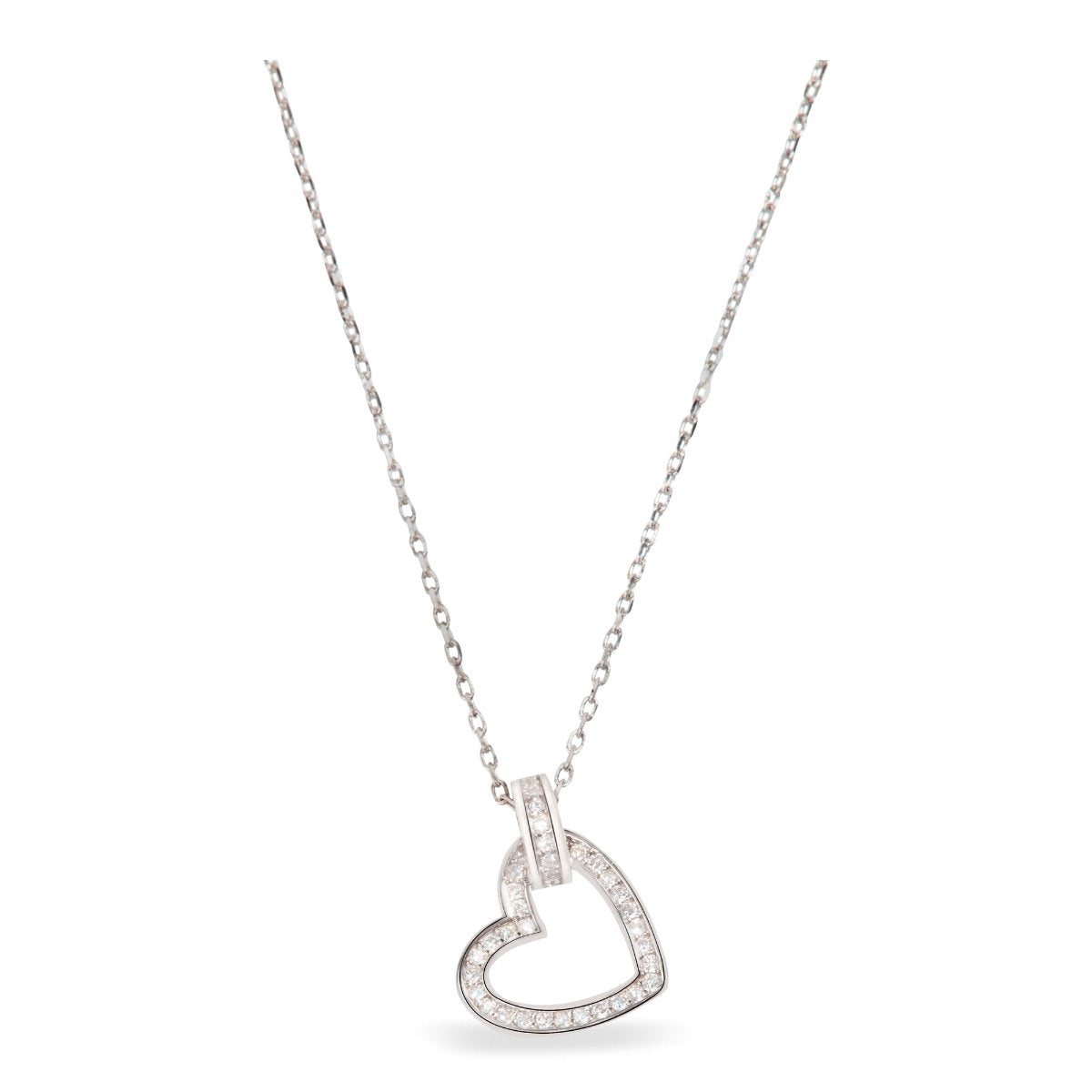 Blisse Allure Sterling Silver Heart Pendant Necklace .