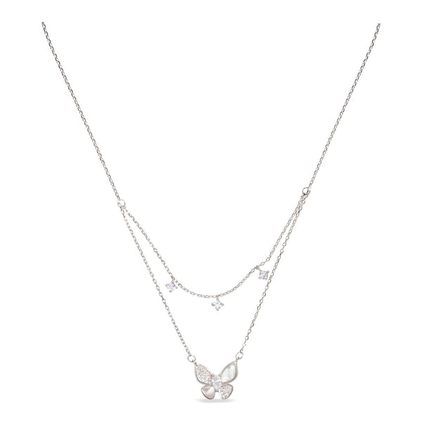Blisse Allure Sterling Silver Butterfly Motif Layered Necklace.