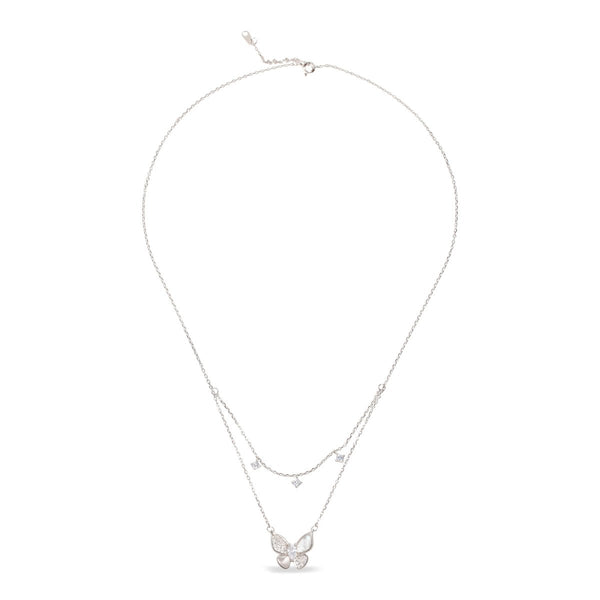 Blisse Allure Sterling Silver Butterfly Motif Layered Necklace.