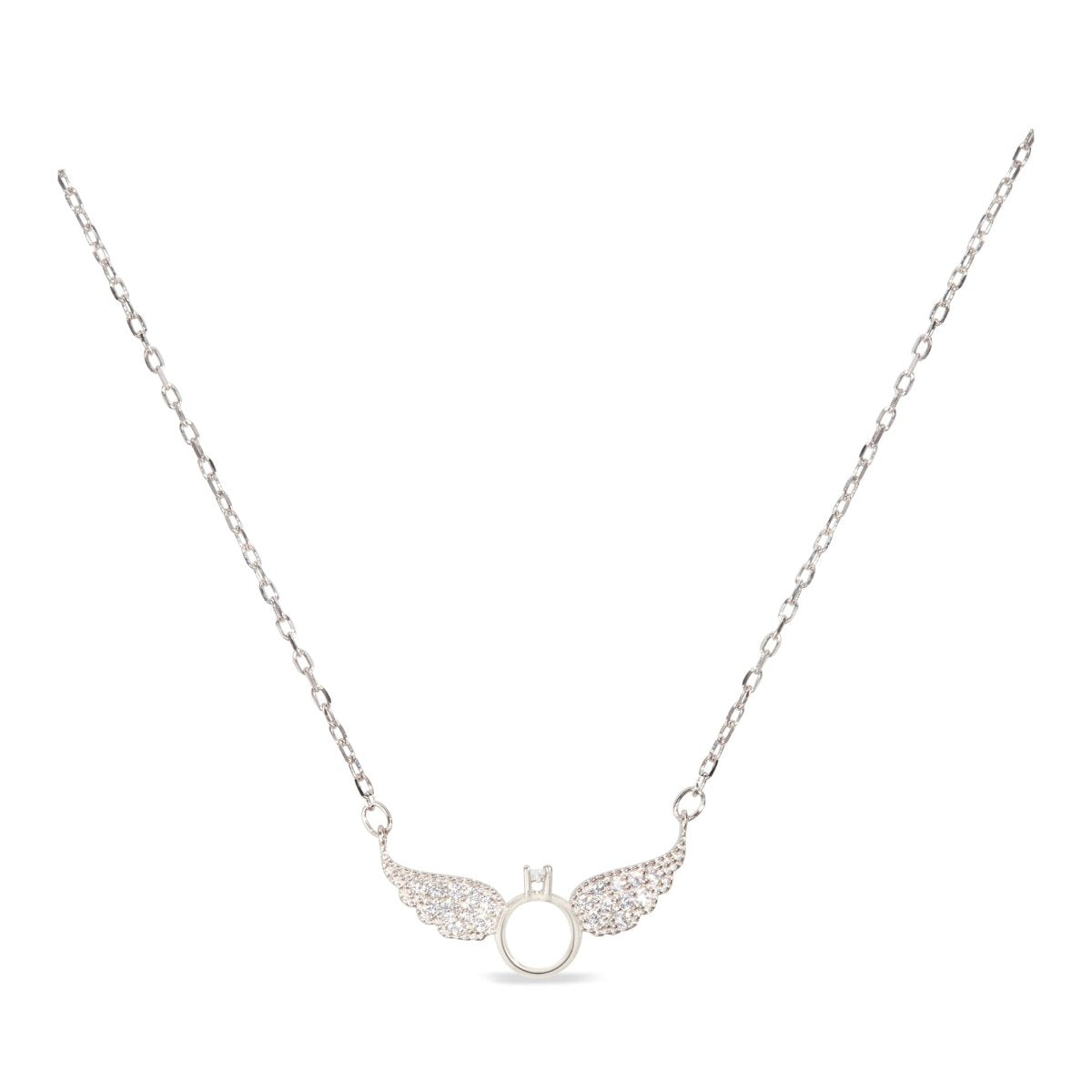 Blisse Allure Sterling Silver Angelic Wings Ring Pendant Necklace.