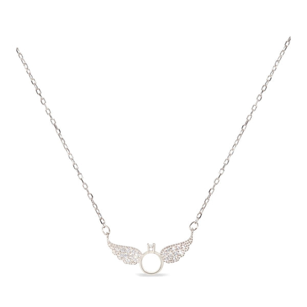 Blisse Allure Sterling Silver Angelic Wings Ring Pendant Necklace.