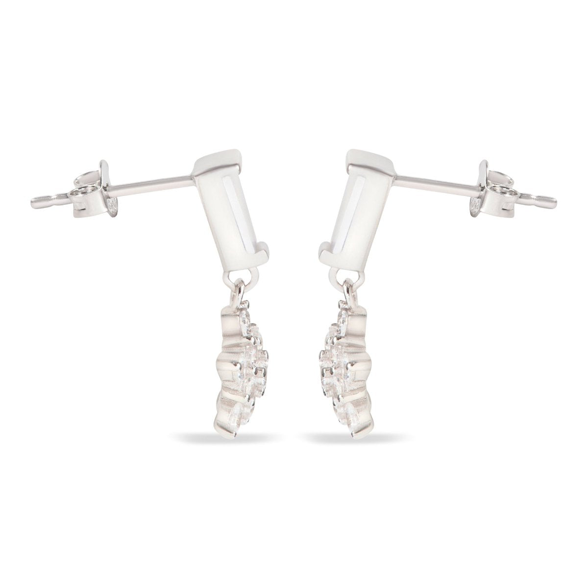 Blisse Allure Sterling Silver Flower Drop Earrings.