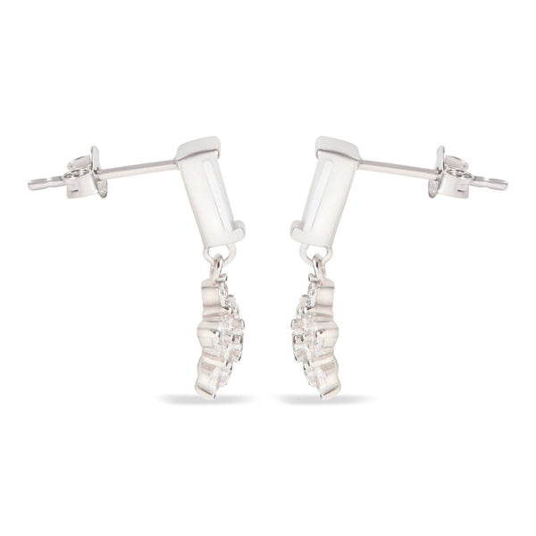 Blisse Allure Sterling Silver Flower Drop Earrings.