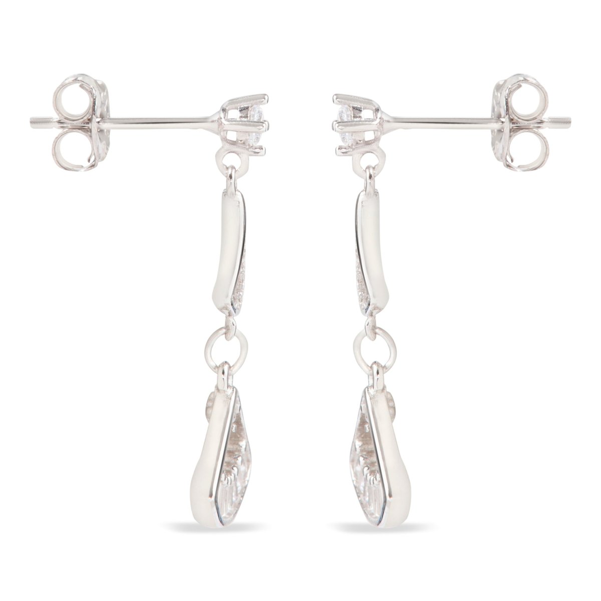 Blisse Allure Sterling Silver Fan Shaped Mosaic Drop Earrings.