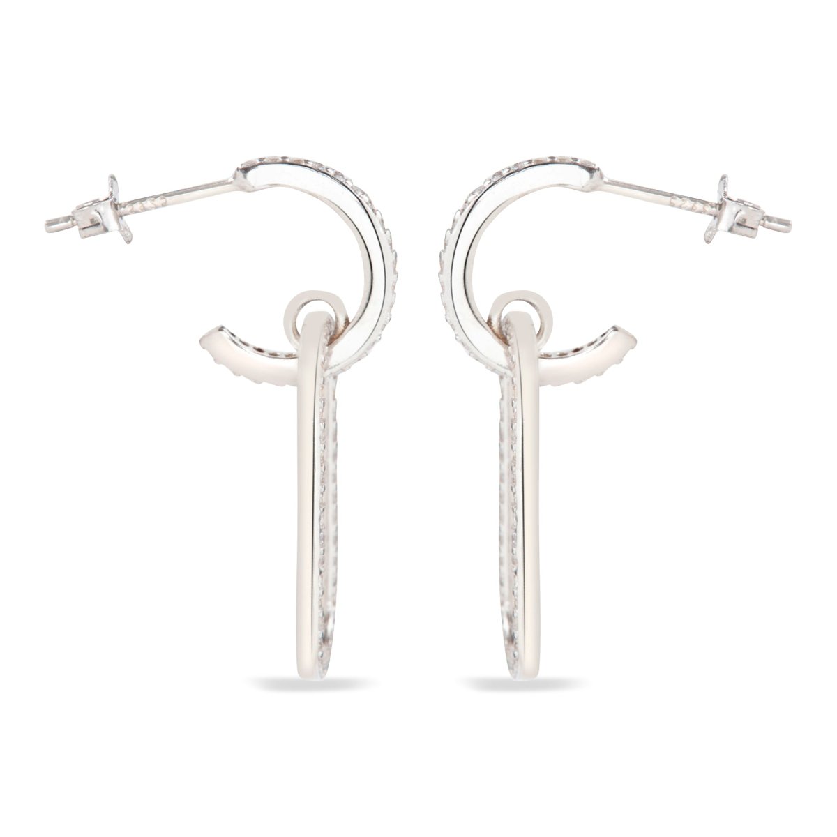 Blisse Allure Sterling Silver Huggie Drop Earrings.