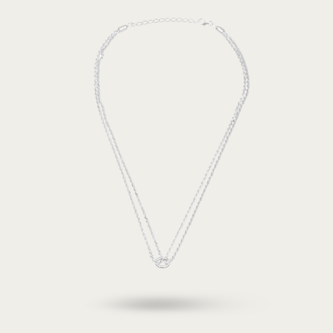 BlisseAllure – 925 Sterling Silver Dual Strand Infinity Knot Necklace