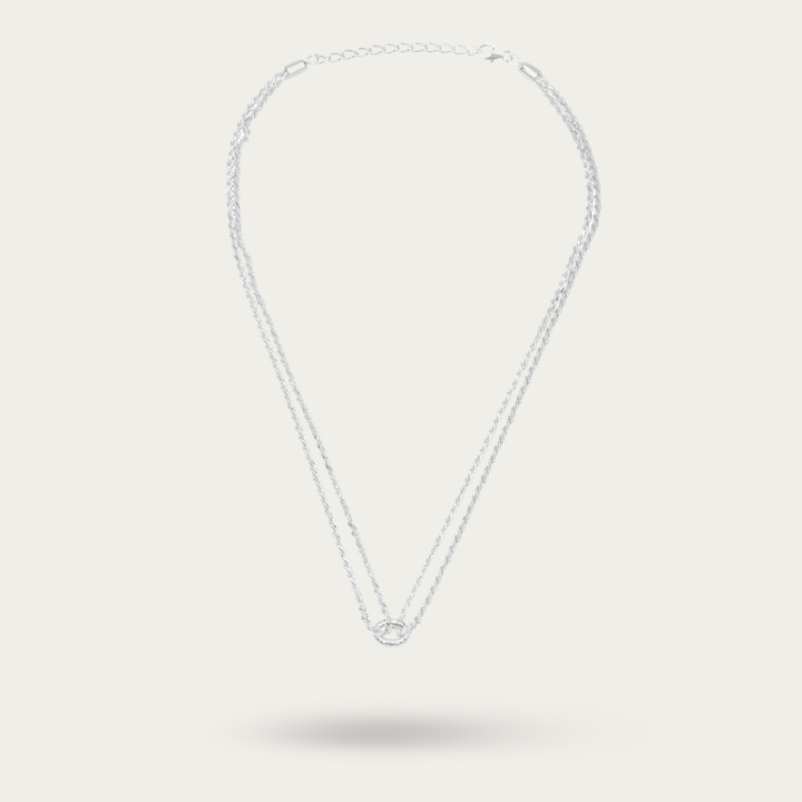 BlisseAllure – 925 Sterling Silver Dual Strand Infinity Knot Necklace