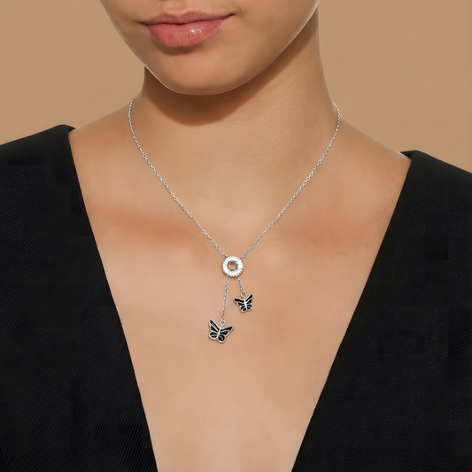 Blisse Allure Sterling Silver Butterfly Lariat Necklace