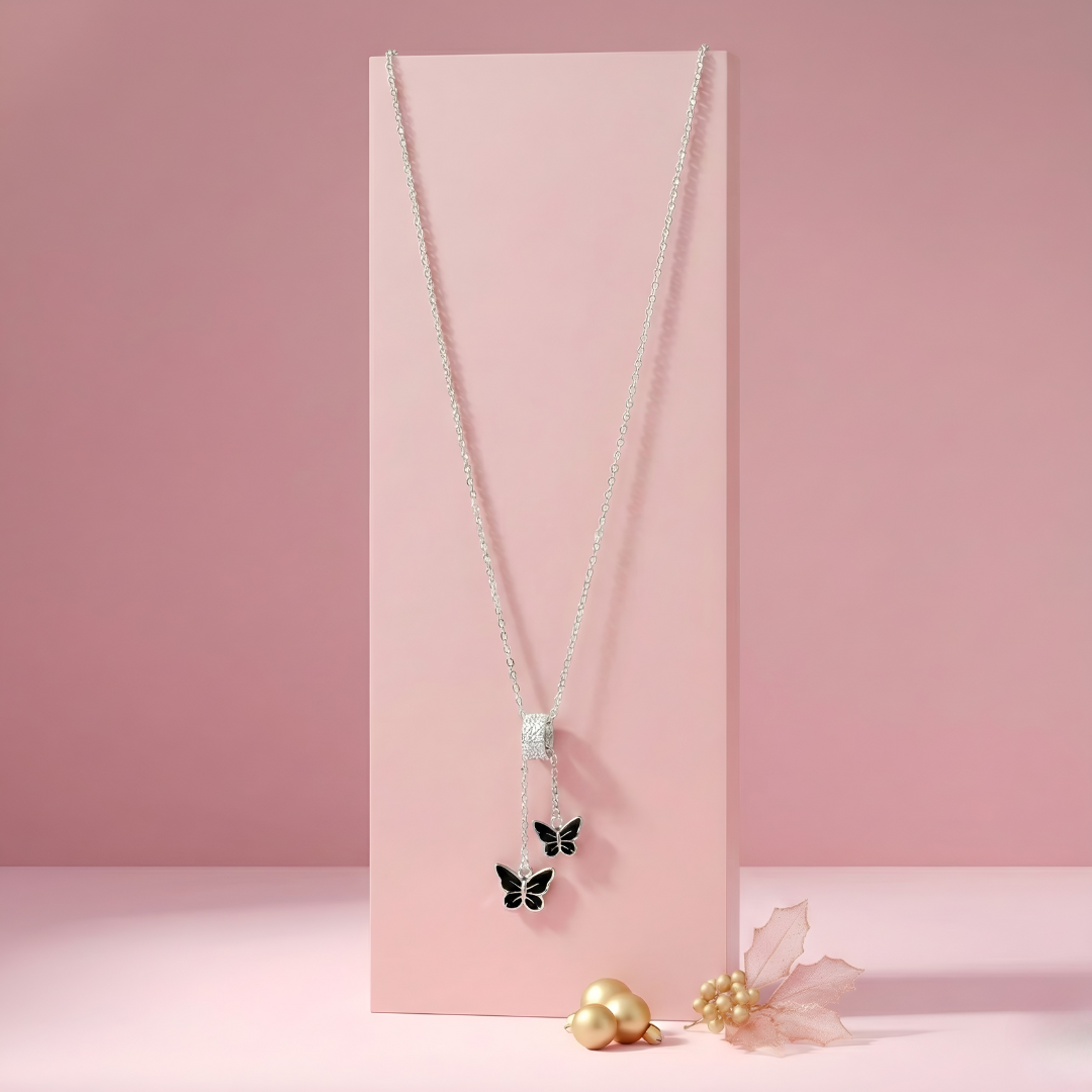 Blisse Allure Sterling Silver Butterfly Lariat Necklace