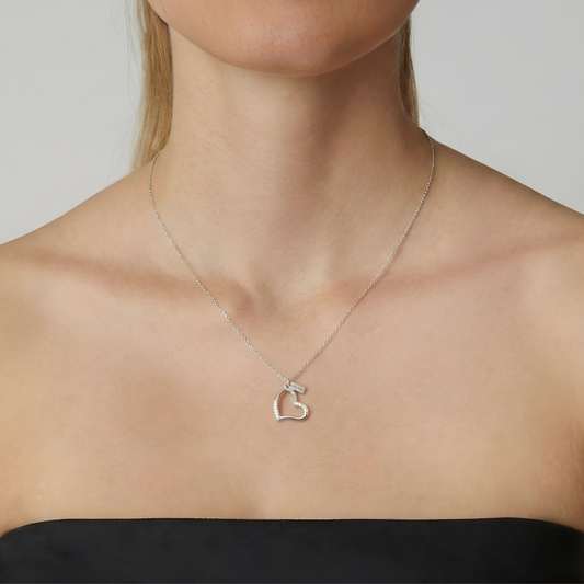 Blisse Allure Sterling Silver Big Heart Pendant Necklace