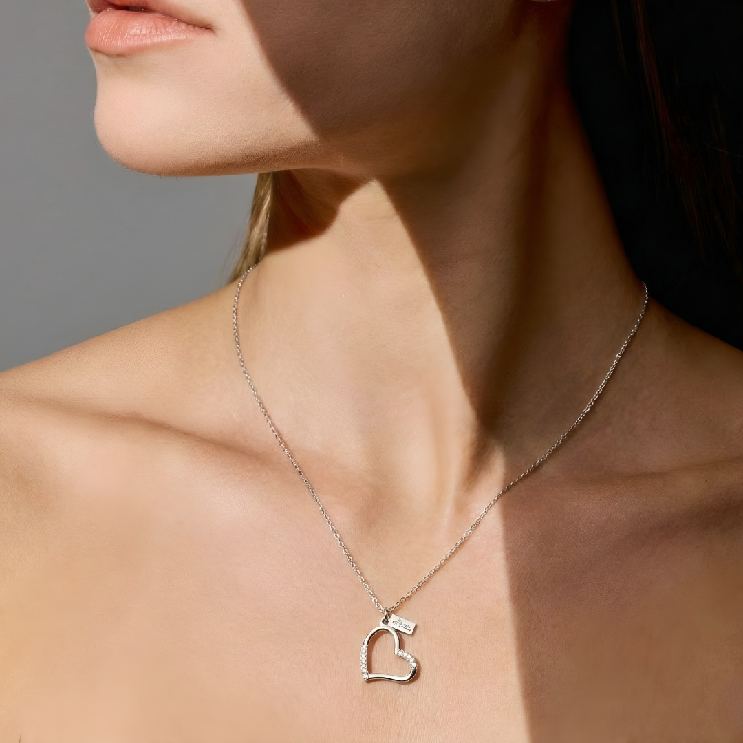Blisse Allure Sterling Silver Big Heart Pendant Necklace