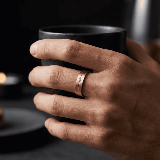 Ring with Warm Gold-Toned Finish & Single Stone Accent For Men - Blisseallure.in