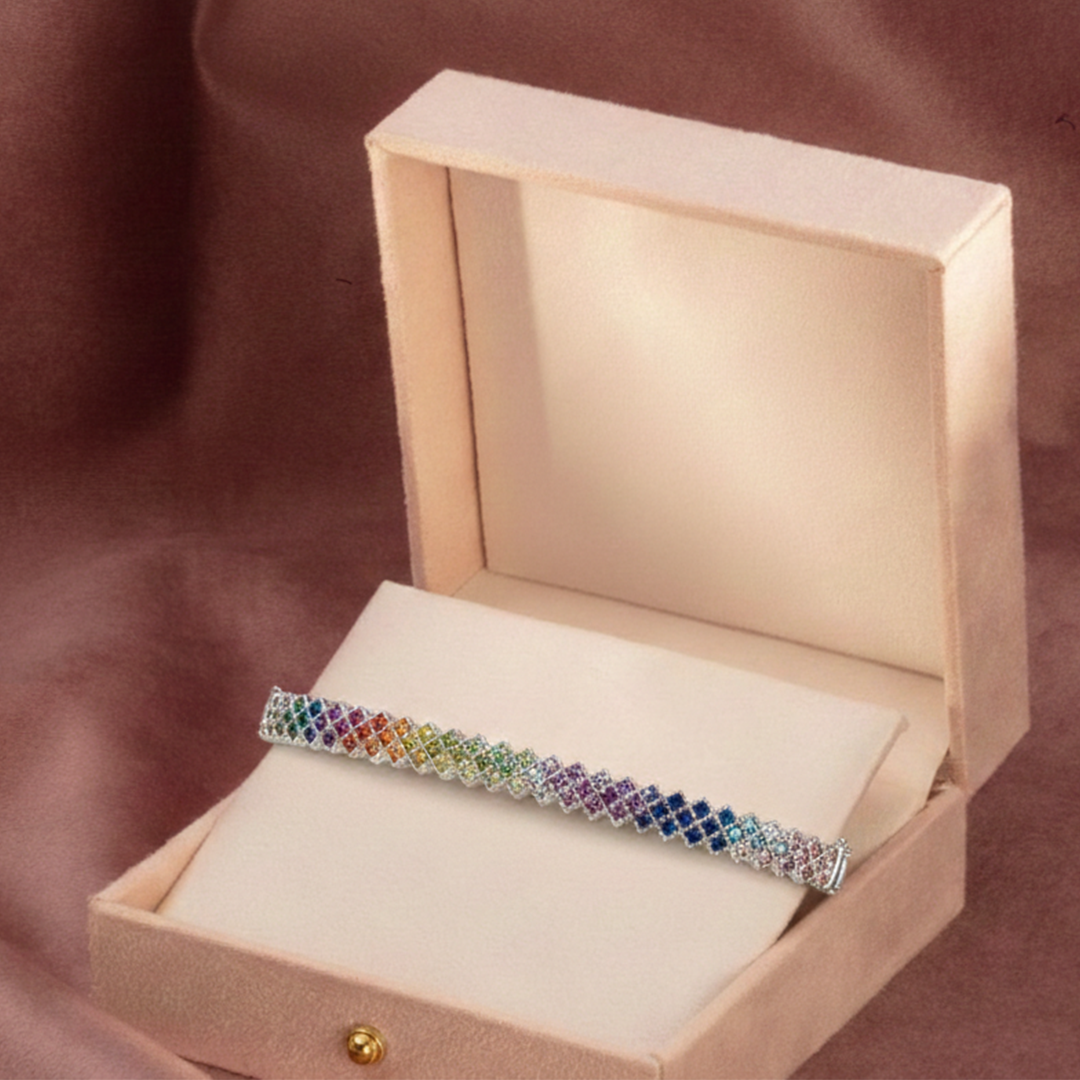 Blisse Allure Sterling Waffle Designed Oval shaped Bangle