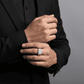 Ring with Rectangular Diamond Cluster & Side Engraving For Men - Blisseallure.in