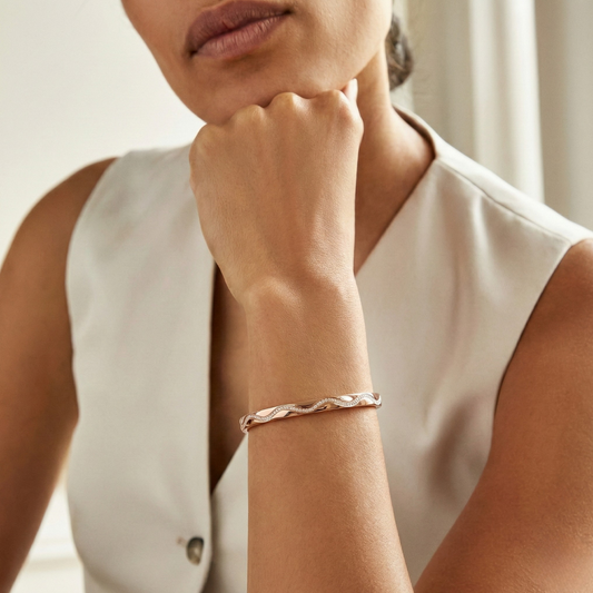 Blisse Allure Rose Gold Victorian Bangle Bracelet