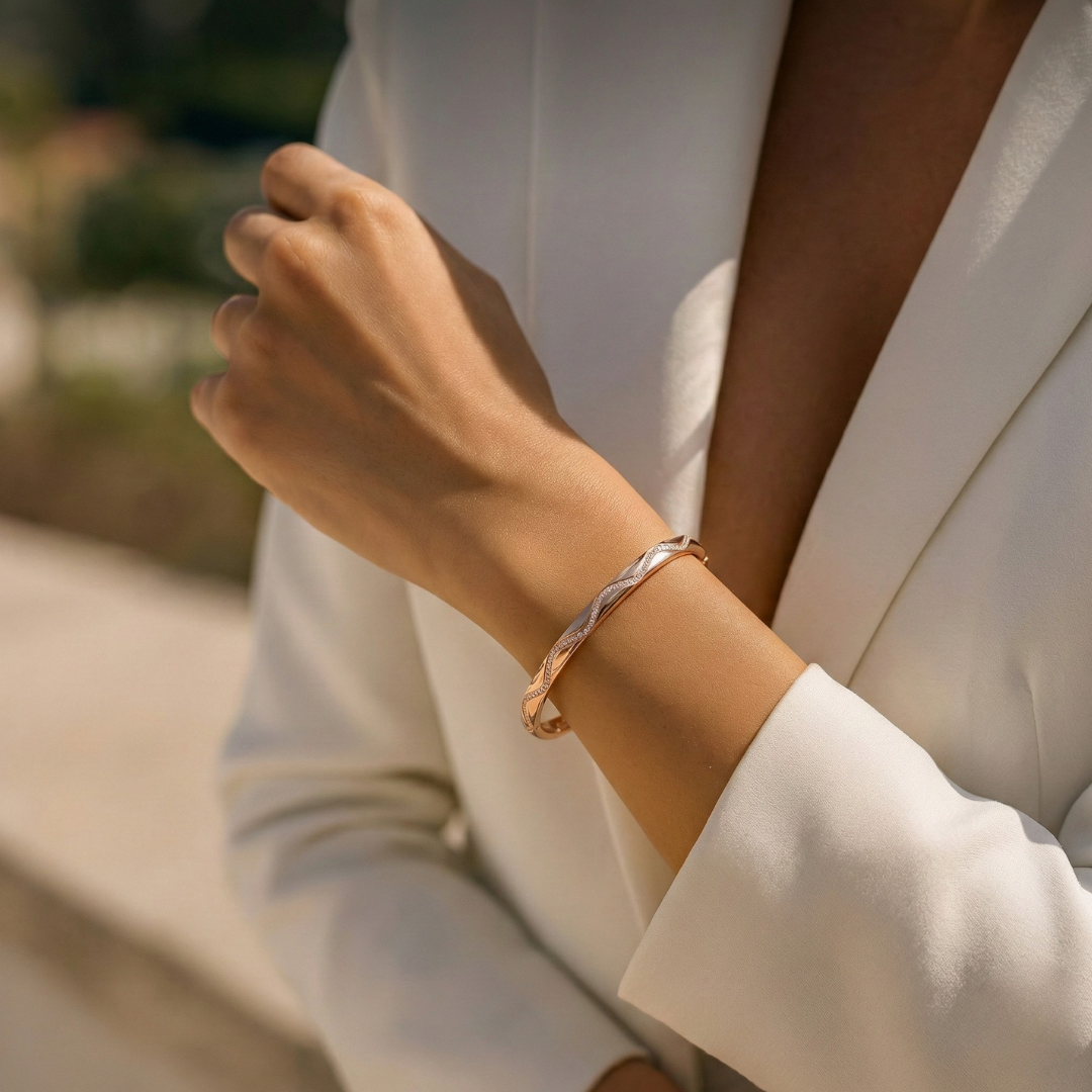 Blisse Allure Rose Gold Victorian Bangle Bracelet