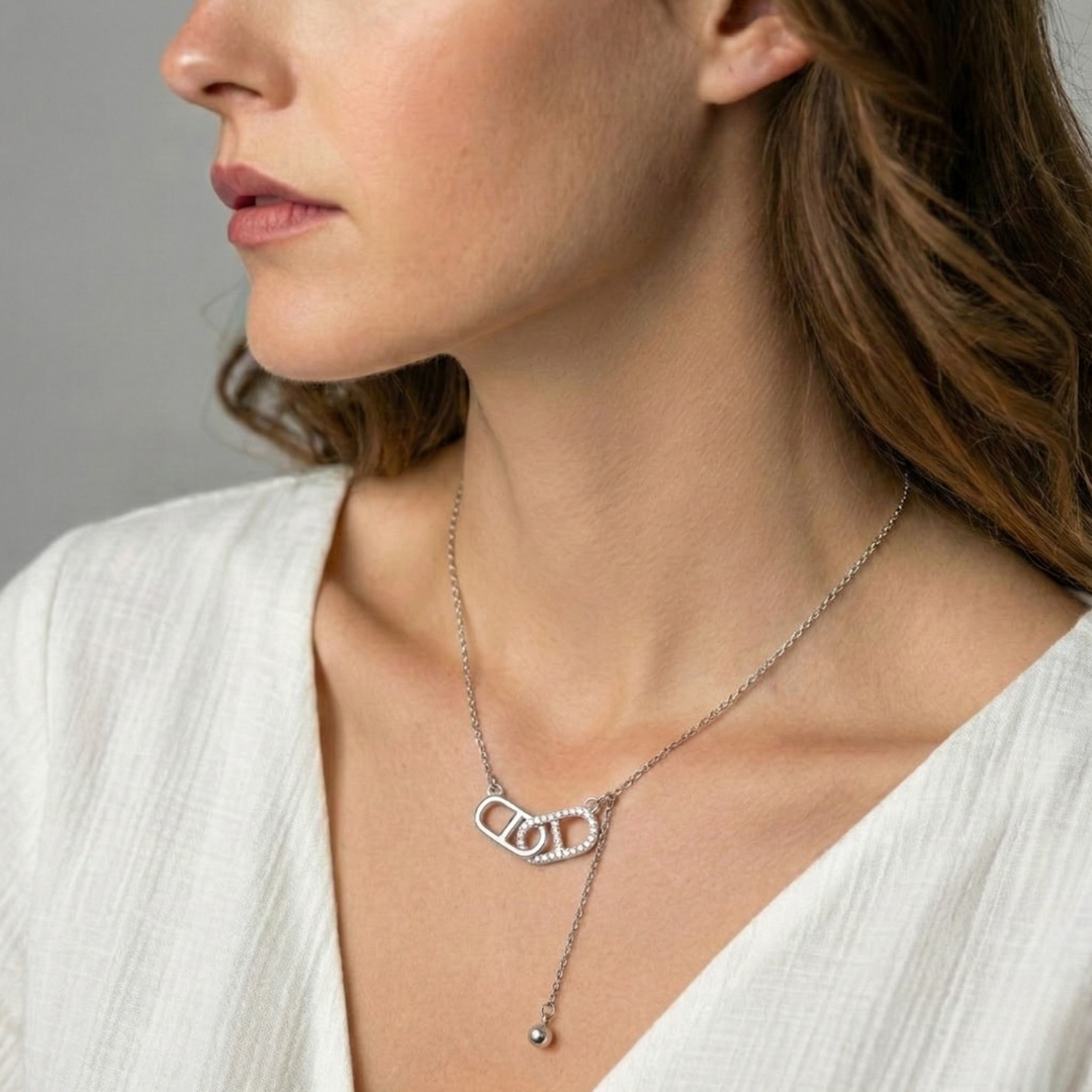 Blisse Allure Sterling Silver Interlinked Pop Tab Lariat Necklace