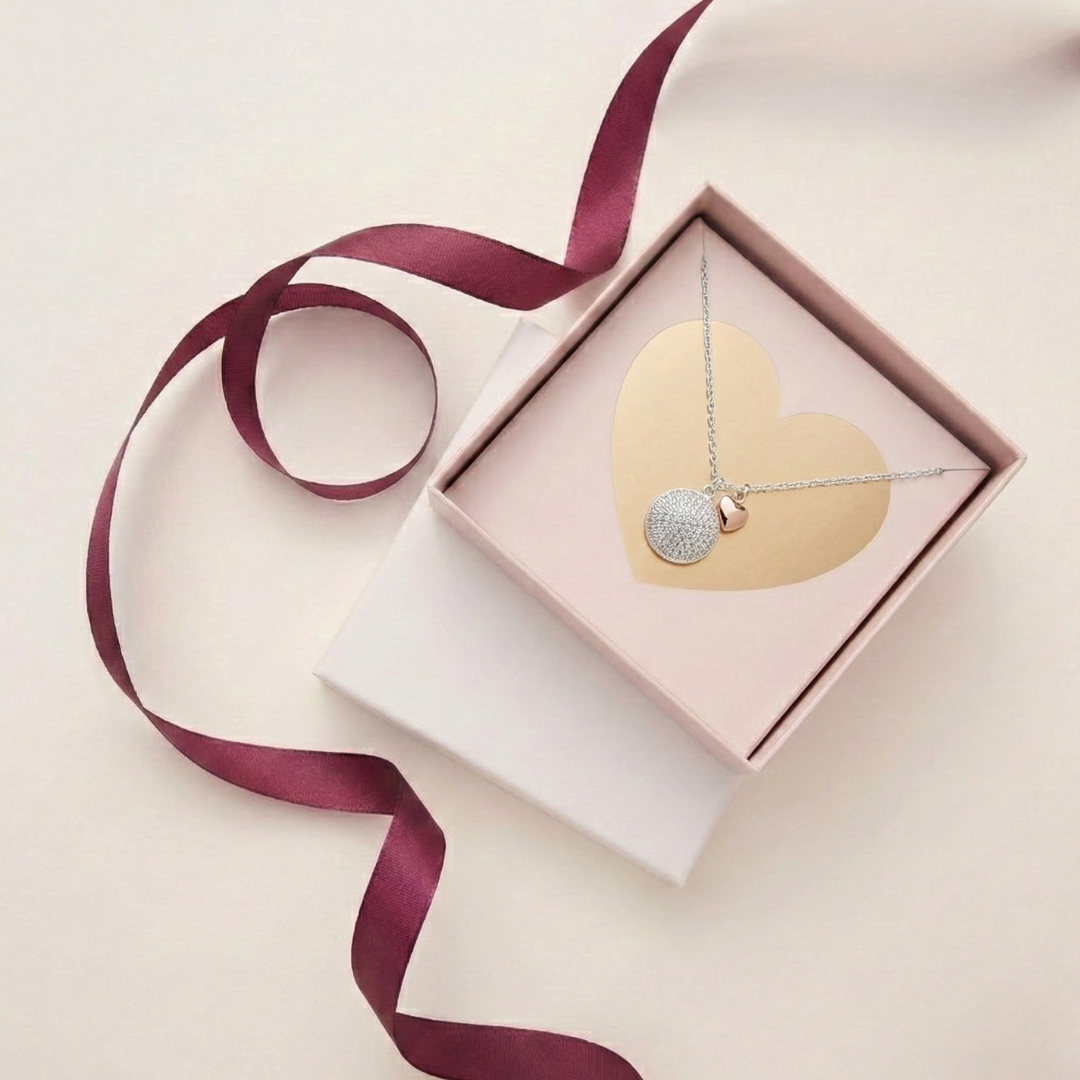 Blisse Allure Sterling Silver Necklace with heart shaped charm