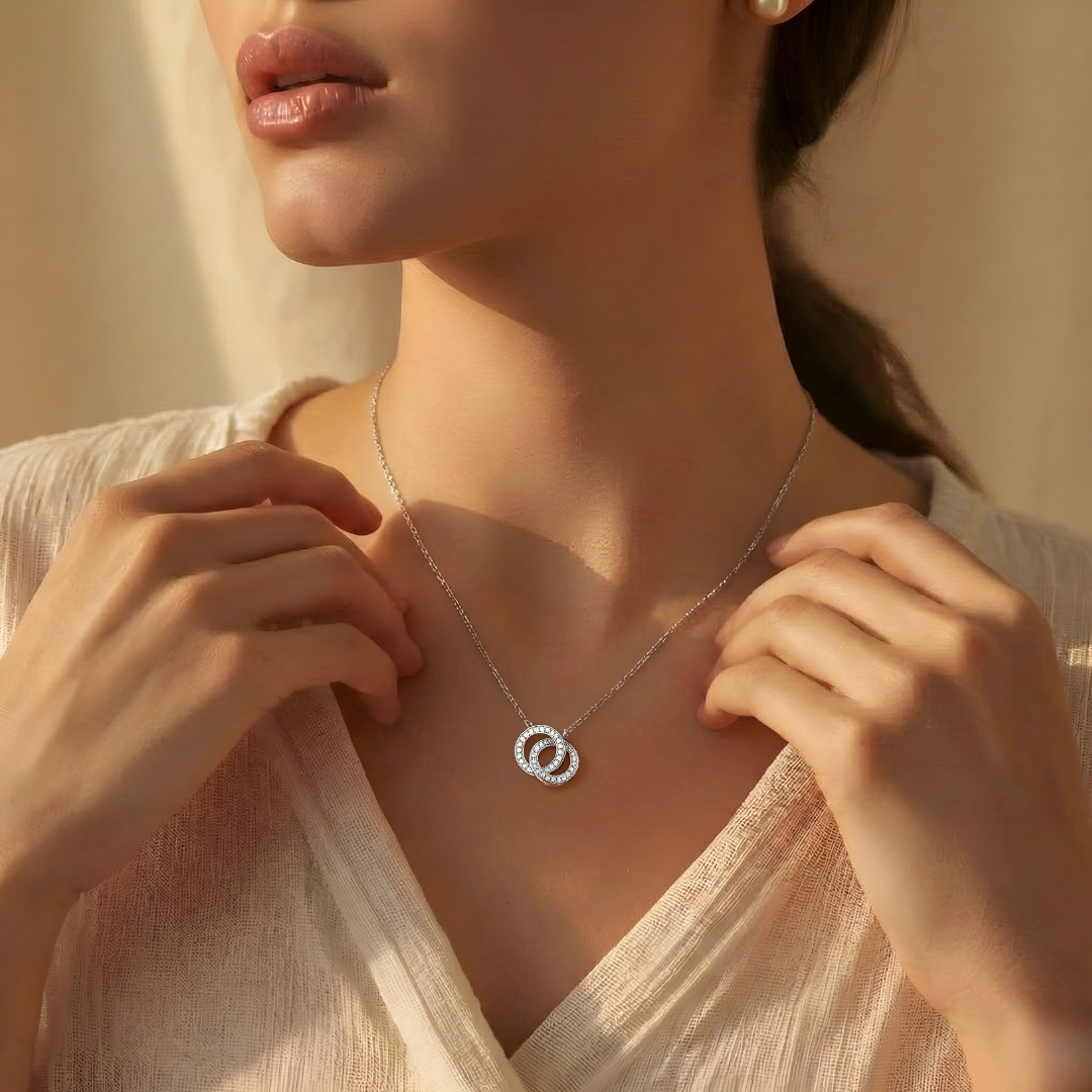 Blisse Allure Sterling Silver Together Forever Pendant Necklace