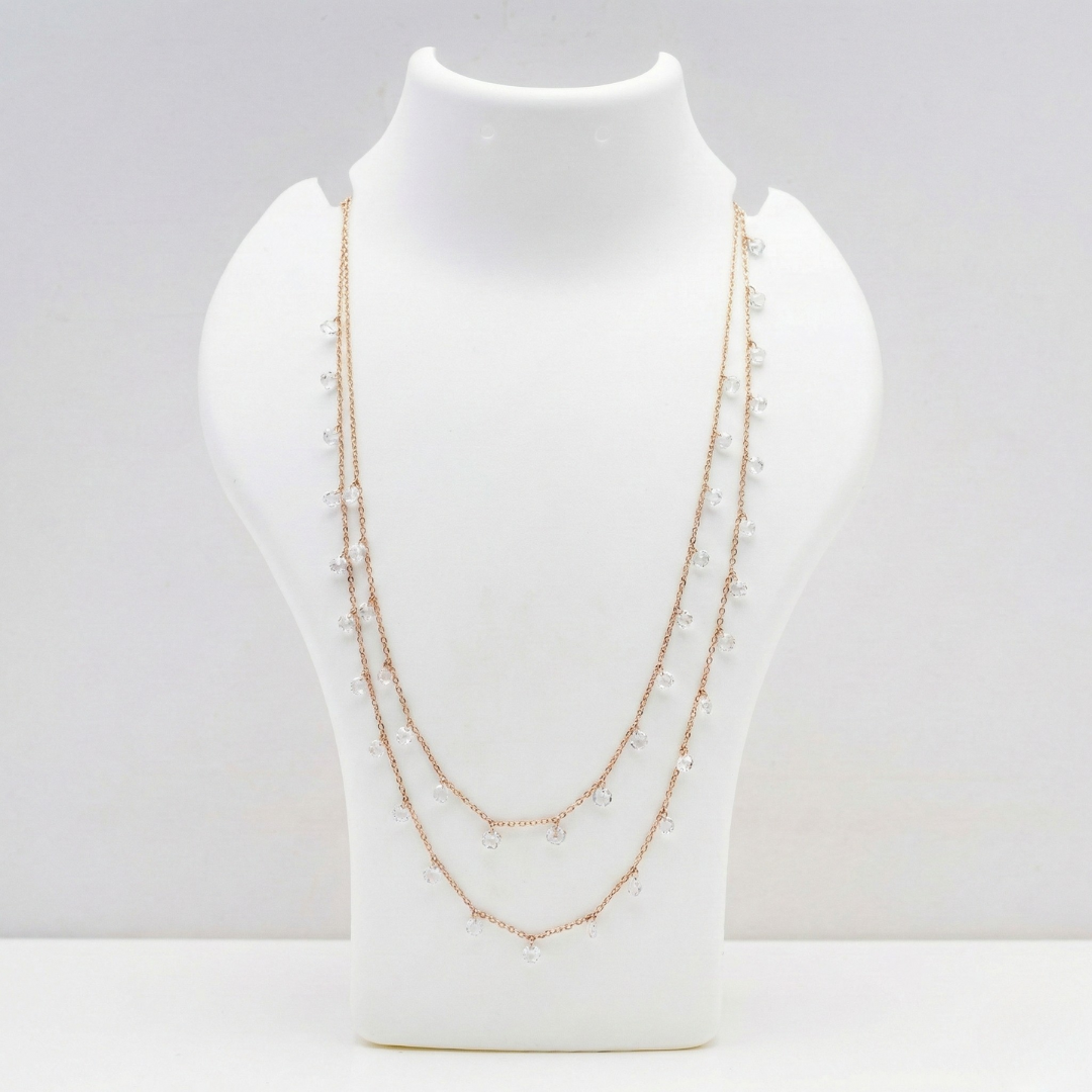 Magnificent sterling silver classic rose gold layered queens necklace.