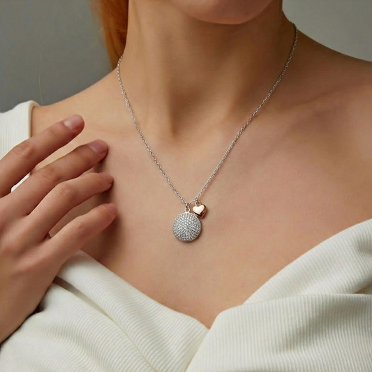 Blisse Allure Sterling Silver Necklace with heart shaped charm