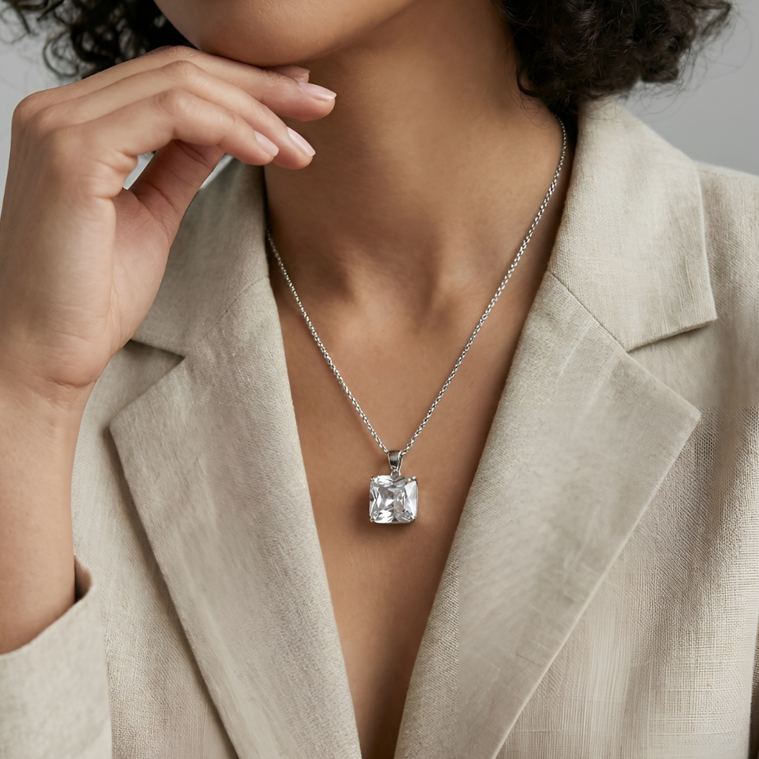 Beautiful crystal pendent Necklace - White