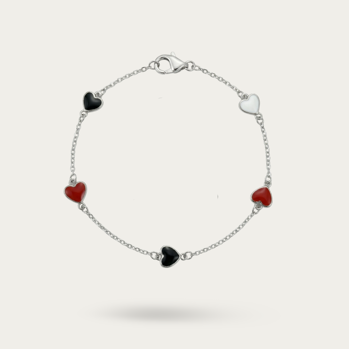 Blisse Allure Sterling Silver 925 enamelled Delicate Heart Bracelet
