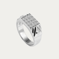Ring with Rectangular Diamond Cluster & Side Engraving For Men - Blisseallure.in