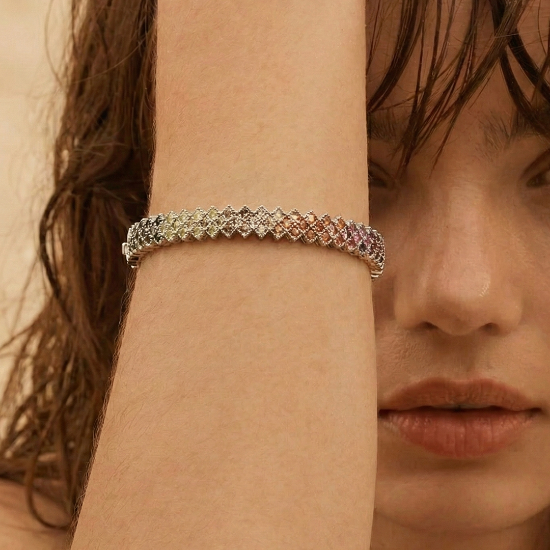 Blisse Allure Sterling Waffle Designed Oval shaped Bangle