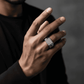 Ring with Rectangular Diamond Cluster & Side Engraving For Men - Blisseallure.in