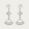 Blisse Allure Sterling Silver Fan Shaped Mosaic Drop Earrings