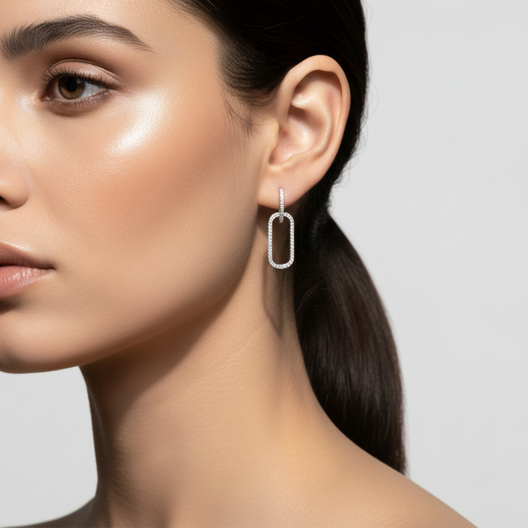 Blisse Allure Sterling Silver Huggie Drop Earrings