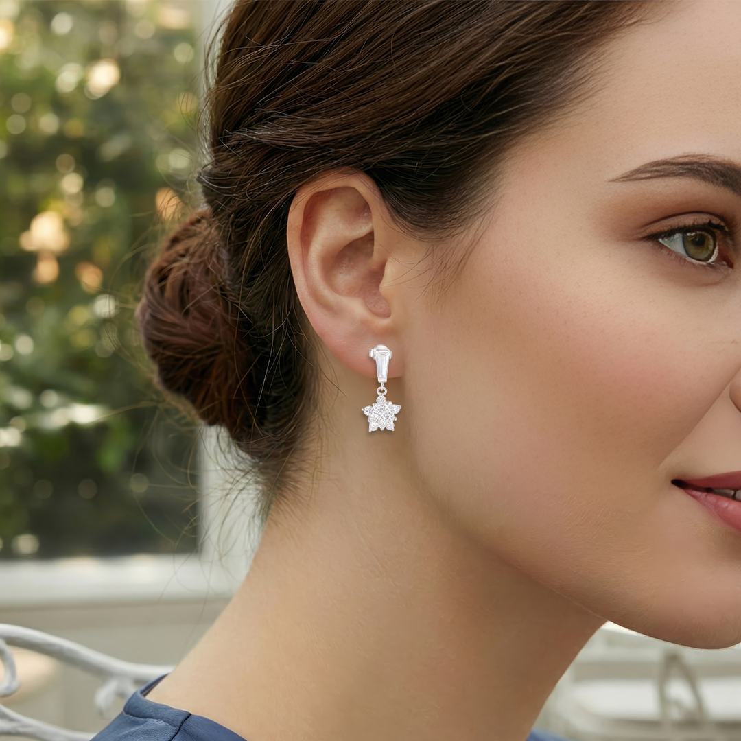 Blisse Allure Sterling Silver Flower Drop Earrings