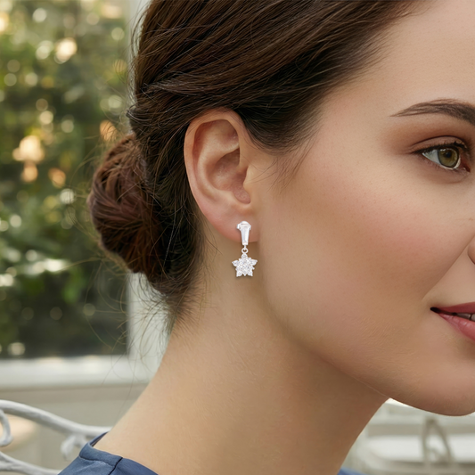 Blisse Allure Sterling Silver Flower Drop Earrings