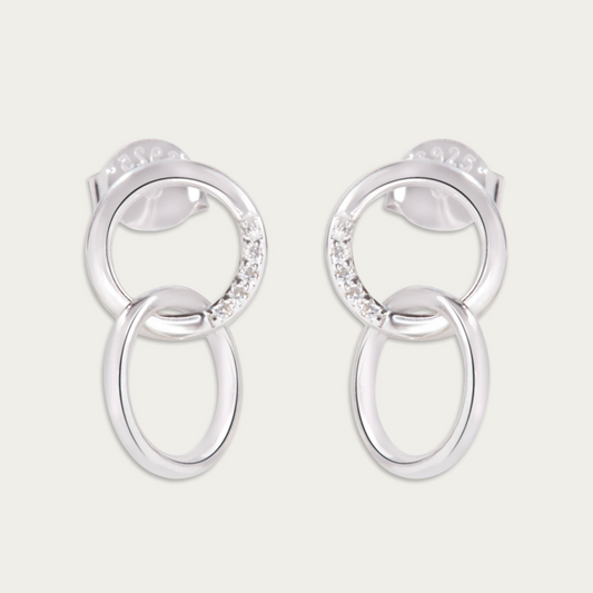 Blisse Allure Sterling Silver Interlinked Circle Earrings