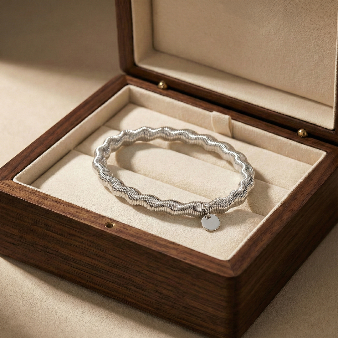 Italian Sterling Flexible Wire Wrapped Mesh Bracelet.