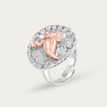 Blisse Allure – 925 Sterling Silver Two-Tone Peacock Bloom Statement Ring