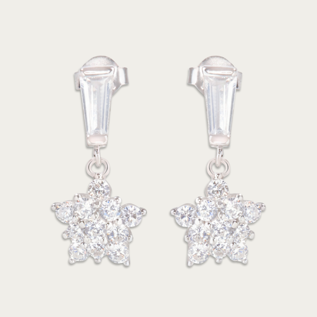Blisse Allure Sterling Silver Flower Drop Earrings