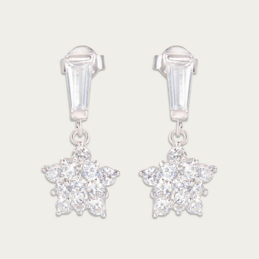 Blisse Allure Sterling Silver Flower Drop Earrings