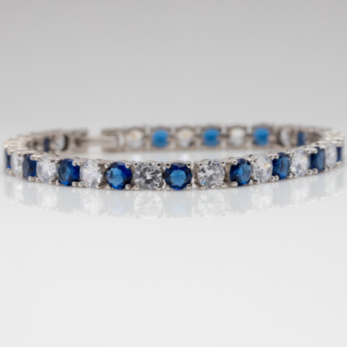 Blisse Allure 925 Sterling Silver Blue And White CZ Bracelet