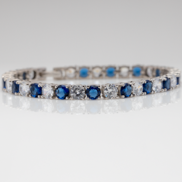 Blisse Allure 925 Sterling Silver Blue And White CZ Bracelet