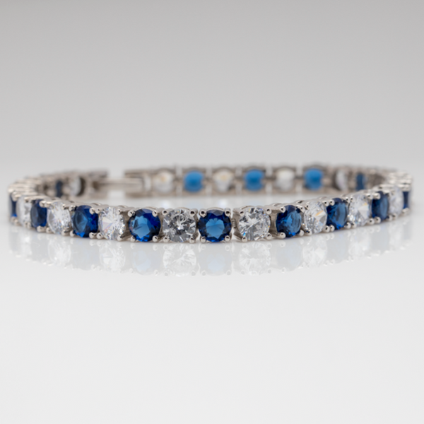 Blisse Allure 925 Sterling Silver Blue And White CZ Bracelet
