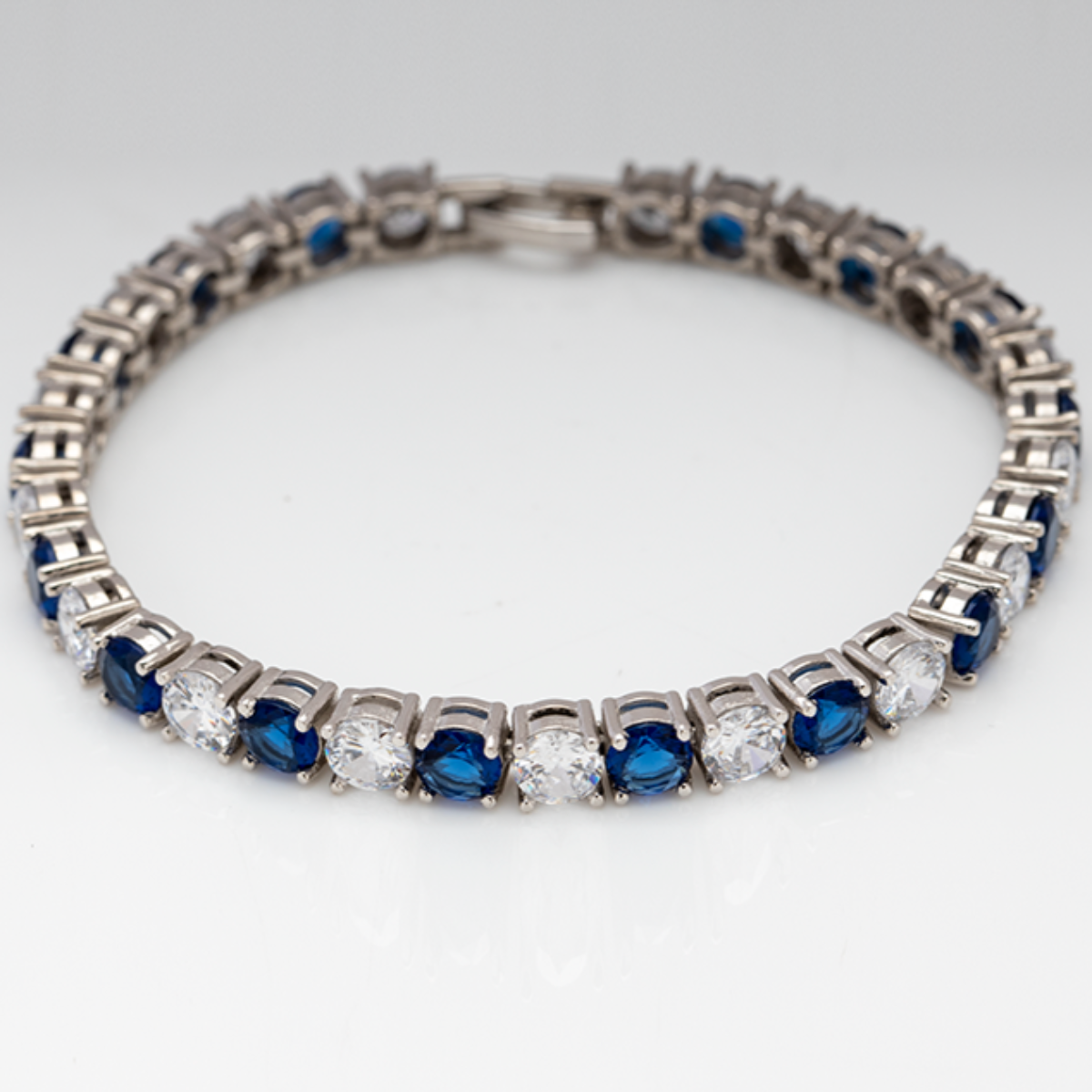 Blisse Allure 925 Sterling Silver Blue And White CZ Bracelet