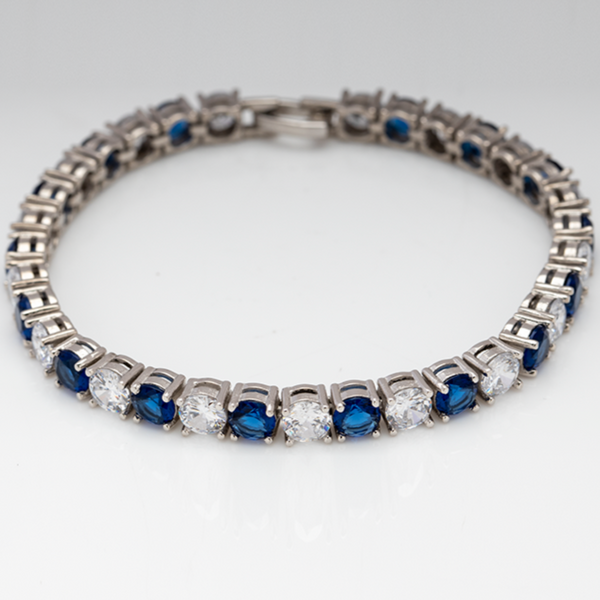 Blisse Allure 925 Sterling Silver Blue And White CZ Bracelet